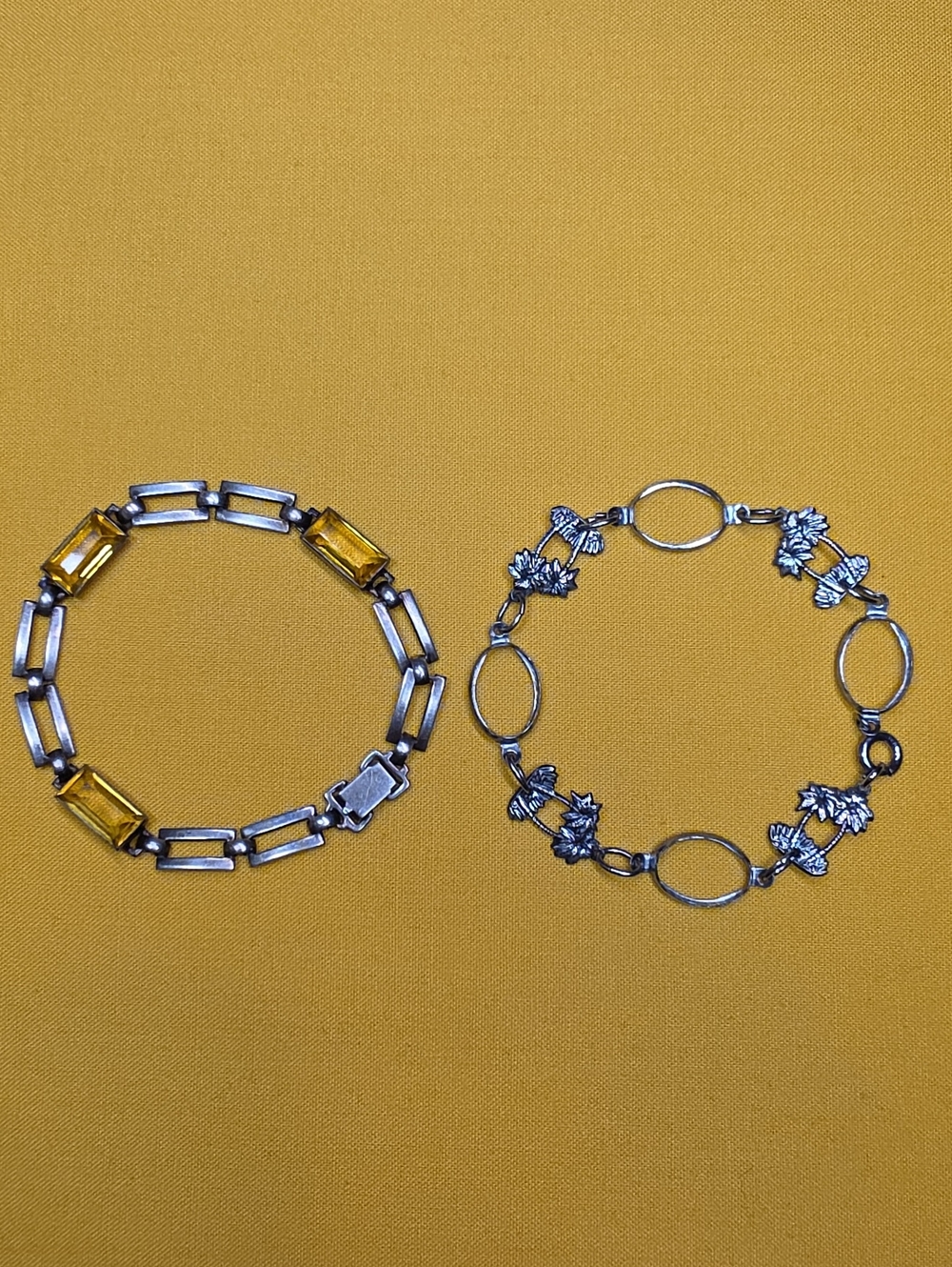 VTG Sterling Silver Citrine & Palm Tree Bracelet ▪︎ Lot of 2 Lovely Pieces!